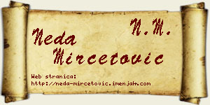Neda Mirčetović vizit kartica